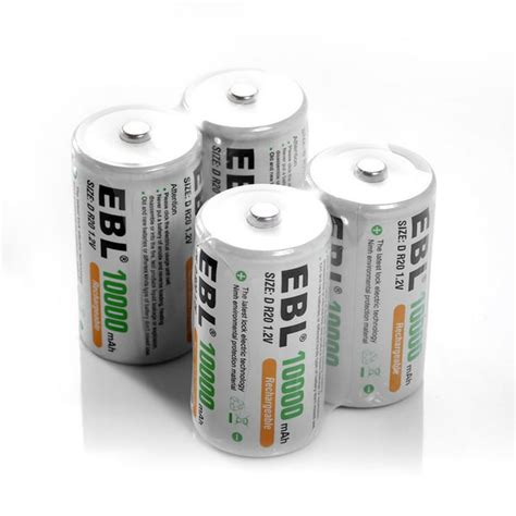 Ebl Rechargeable D Batteries 4 Pack 10000mah R20 Size D Cell Batteries