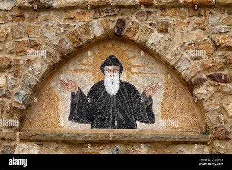 Saint Charbel Tympanum In Saint Charbels Monastery In Bekaa Kafra His