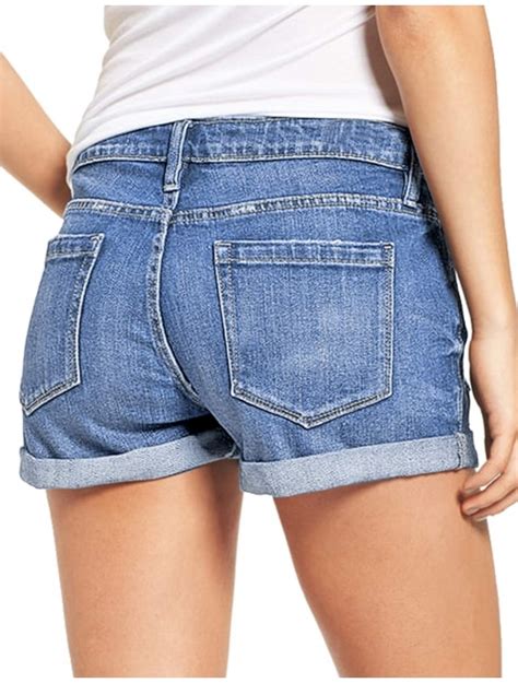 Buy Luvamia Womens Mid Rise Shorts Frayed Raw Hem Ripped Denim Jean