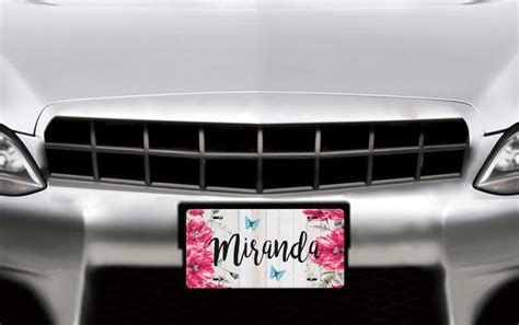 Personalized License Plate Car Tag Flower License Plate Etsy