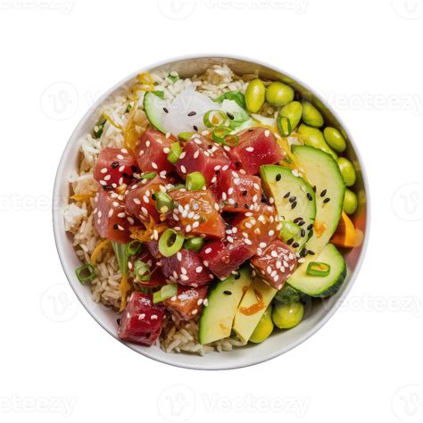 Poke Bowl With Tuna Avocado And Edamame Png