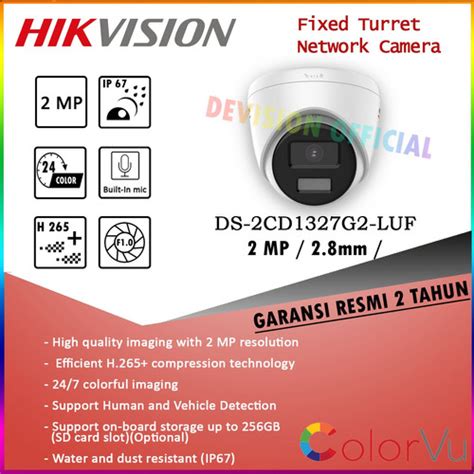 Jual Hikvision Ip Camera Mp Colorvu Ds Cd G Luf Siang Dan Malam