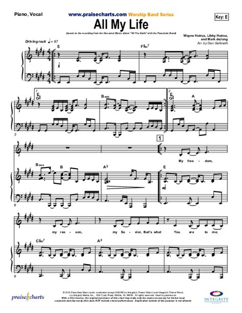 All My Life Sheet Music Pdf Parachute Band Praisecharts