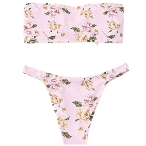 New Bandeau Bikini Floral Swimwear Print Swimsuit Brazilian Biquini