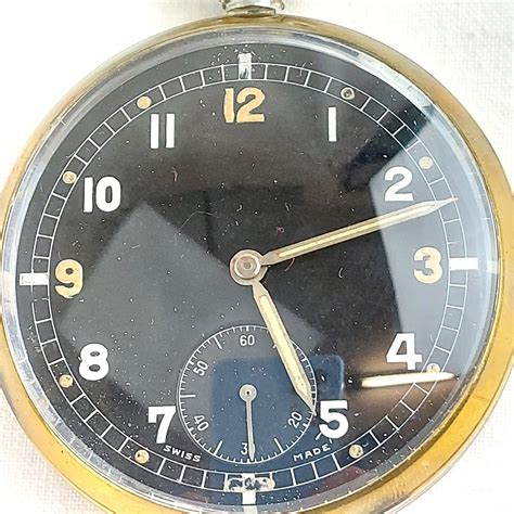 Ww British Military Gstp Pocket Watch Swiss Made With Field Case