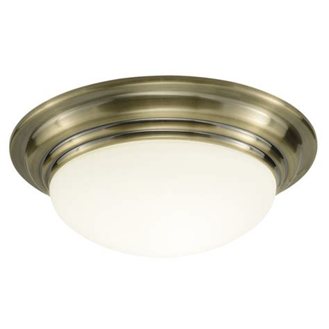 Large Barclay Antique Brass Circular Flush Bathroom Ceiling Light