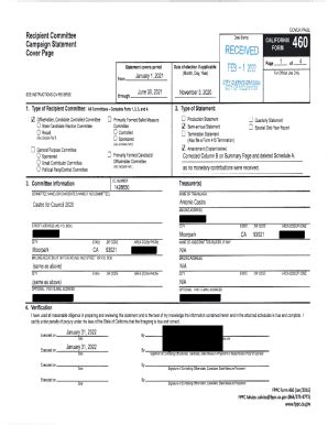 Fillable Online Form 460 Campaign Statement Amendment For Antonio