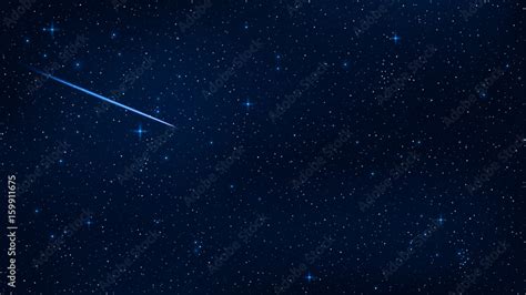 A Realistic Starry Sky With A Blue Glow Beautiful Shooting Star The