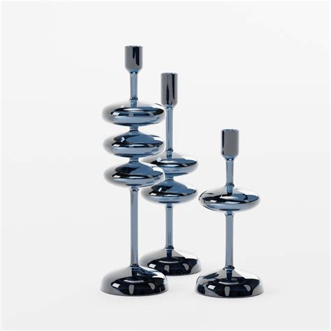 Venezia Deep Blue Glass Candle Holder Decoration Sets Models Blenderkit