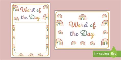 Muted Rainbow Word of the Day Display Poster (Teacher-Made)