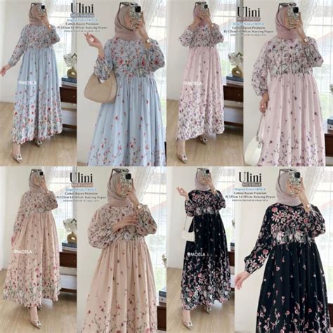 Jual Ulini Midi Dress Gamis Jumbo Allsize Busui Premium Catton Rayon