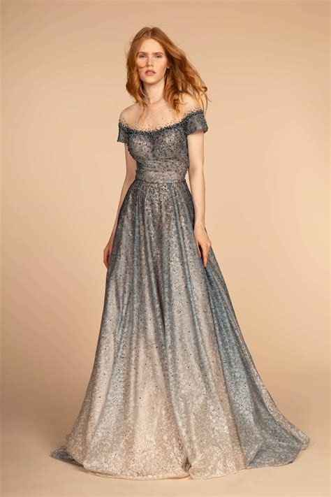 Gls By Gloria Gl2558 Two Tone Embellished Lace A Line Gown Couture