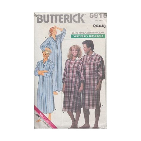 Easy 80s Nightshirt In 2 Lengths Vintage Butterick Sewing Etsy Canada