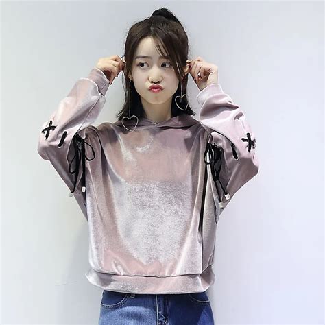 2017 Hoodies Women Ulzzang Autumn Long Sleeve Velvet Hoodie Harajuku