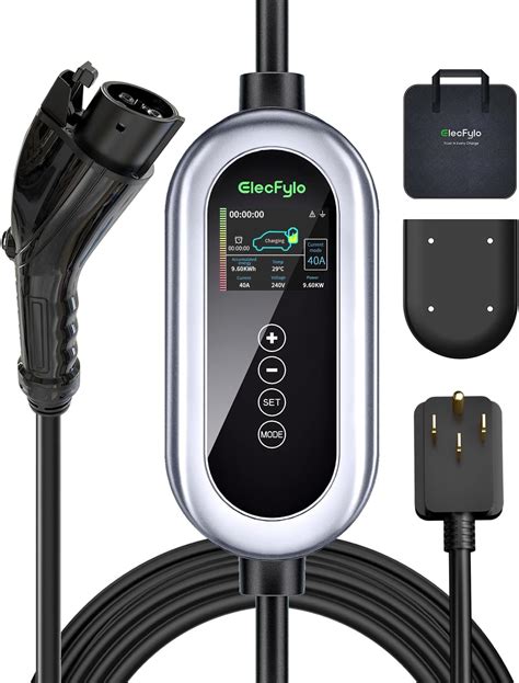 Elecfylo Portable Level 2 Ev Charger 40 Amp 110v 240v Large 24 Screen 27ft