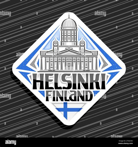 Vector Logo For Helsinki White Rhombus Road Sign With Line