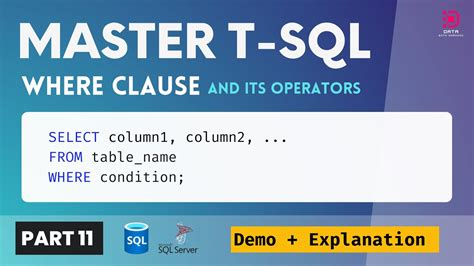 11 T Sql Where Clause Operators Filter Data In Tsql Sql Server