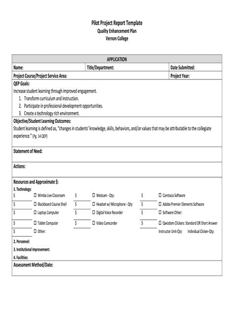 Fillable Online Pilot Project Report Template Fax Email Print Pdffiller