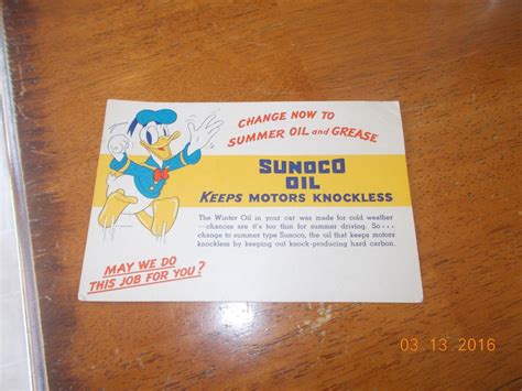 Walt Disney Donald Duck Sunoco Oil Advertising Postcard 1807482982