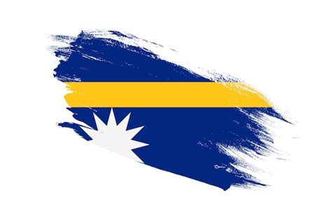 Bandera De Nauru Con Efectos Pintados De Pincel De Trazo Sobre Fondo