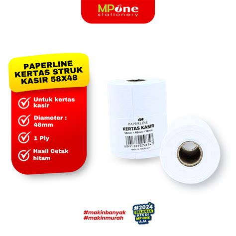 Jual Paperline Kertas Thermal Kasir Hvs Ukuran 58x48mm 1ply Kertas Struk Kasir Paperline 58 X