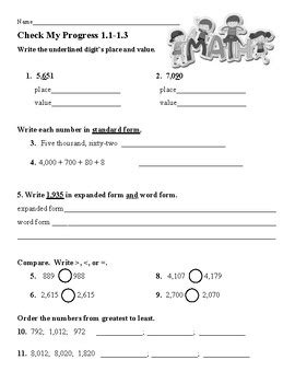 McGraw Hill My Math Grade 3 Chapter 1 Lessons 1 3 Progress Check