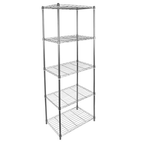 5 Tier Wire Frame Shelf Shelving Shelves Rack Racking Home Storage Uni