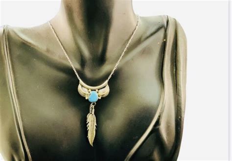 Vintage Navaho Natural Blue Turquoise Sterling Silver Necklace Great