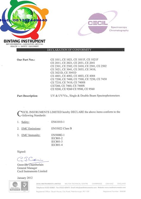 Bintang Instrument Jual Spectrophotometer Ce