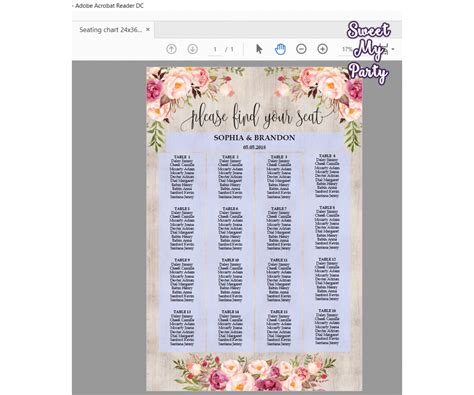 Floral Seating Chart Template Boho Seating Chart Template Floral