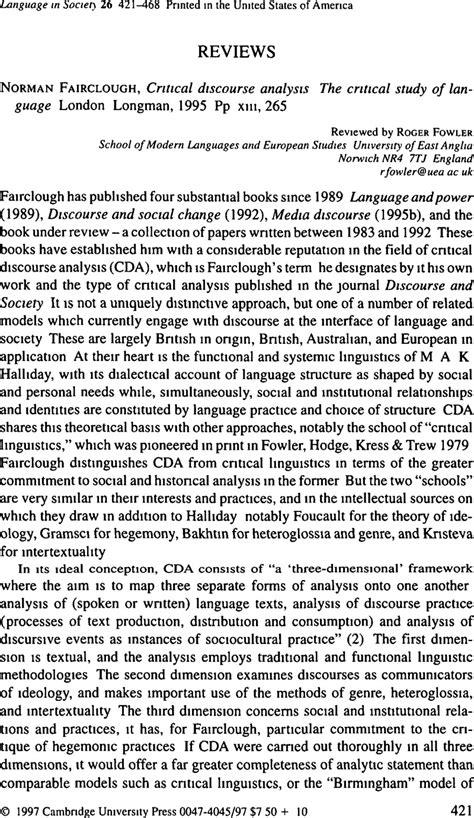 Critical Discourse Analysis Fairclough Pdf