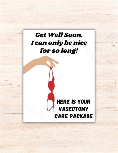 Vasectomy Card For Care Package Printable Sign Vasectomy Card Happy