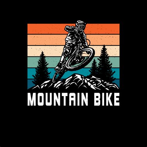 Mountain Biking T Shirt Graphic Design Hand Drawn Line Style With