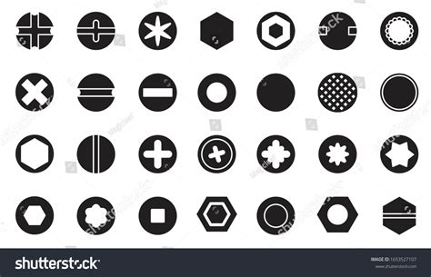 Head Fastener Vector Black Set Iconisolated Stock Vector Royalty Free