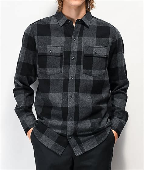 Dravus Travis Grey & Black Flannel Shirt | Zumiez | Black flannel shirt ...