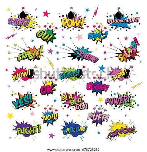 Funny Cartoon Superhero Elements Crash Boom Stock Vector Royalty Free