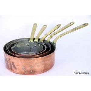 Vintage Copper Saucepan Set With Brass Handles Copper Metalware