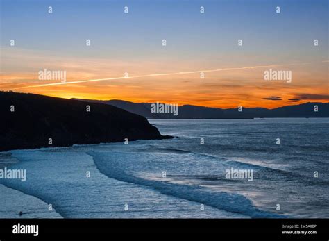 Panorama Of The Spanish Coasts Of The Basque Country With Sunset View