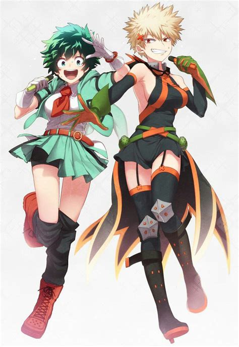 Boku No Hero Academia Midoriya Izuku Katsuki Bakugou Version Female Hero Academia