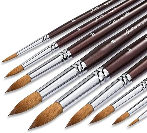 Golden Maple Sable Watercolor Brushes Round Pointed Professional