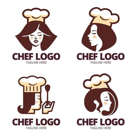 Free Vector Flat Design Female Chef Logo Collection Logo Collection