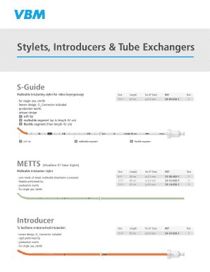 Fillable Online Ftp Vbm Medical Stylets Introducers Tube Exchangers