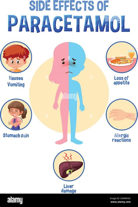 Illustration des effets secondaires du paracétamol schéma de l