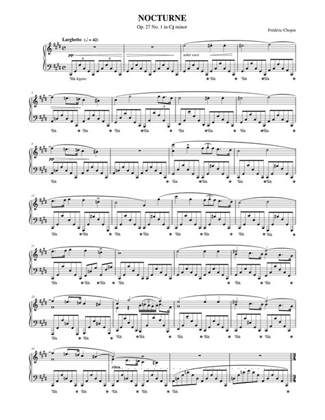 Frédéric Chopin Nocturne In C Sharp Minor Op27 No1 Sheet Music For