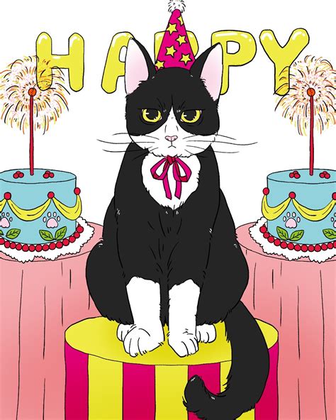 誕生日風イラスト 猫 Genseki