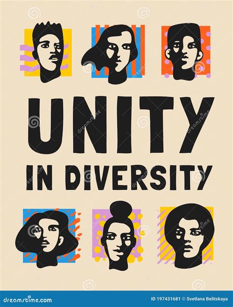 Unity In Diversity Pop Style Poster Stock Vector Illustration Of