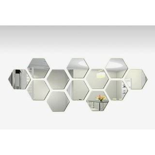 Espelho acrílico adesivo decorativo parede hexagonal Grande 10 Peças