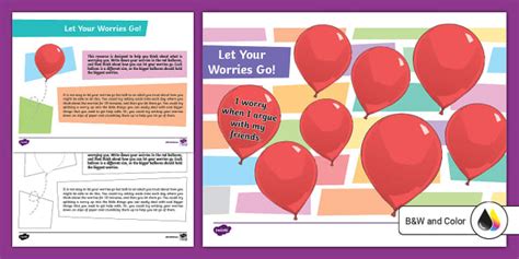 Let Your Worries Go Activity Sheet For 3rd 5th Grade