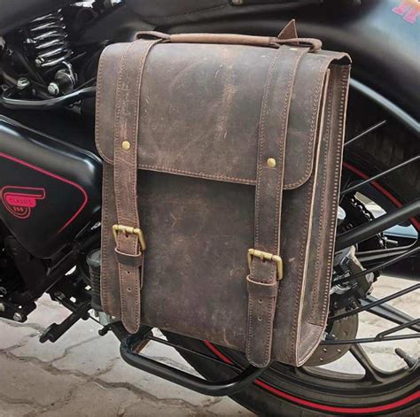 Leather Motorcycle Saddlebags, Side bag, Pannier / Vintage Brown