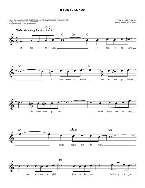 It Had To Be You By Isham Jones Sheet Music For Easy Lead Sheet Fake Book At Sheet Music Direct